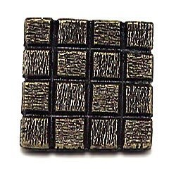 Textured Checkerboard Square Knob in Antique Matte Brass