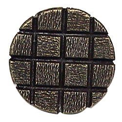 Textured Checkerboard Circle Knob in Antique Matte Brass