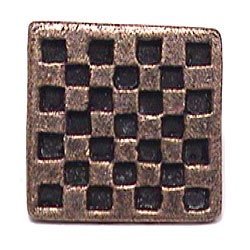 Checkerboard Knob in Antique Matte Brass