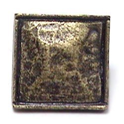 Small Hammered Square Edge Knob in Antique Matte Brass