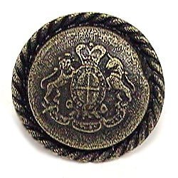 Crest with Rope Edge Knob in Antique Matte Brass