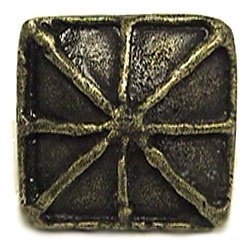 Square with Lines Knob in Antique Bright Brass