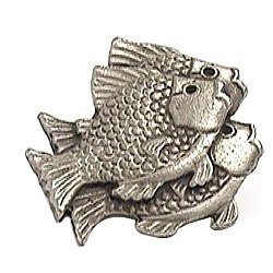 School of Fish Right Knob in Antique Bright Silver