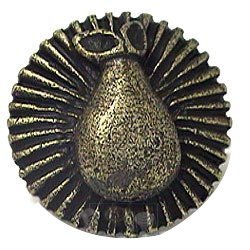 Pear on Stripes Knob in Antique Matte Brass