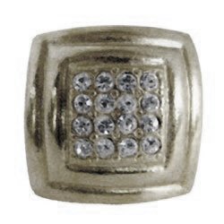 7/8" Small Rhinestone Square Rim Knob in Antique Bright Silver