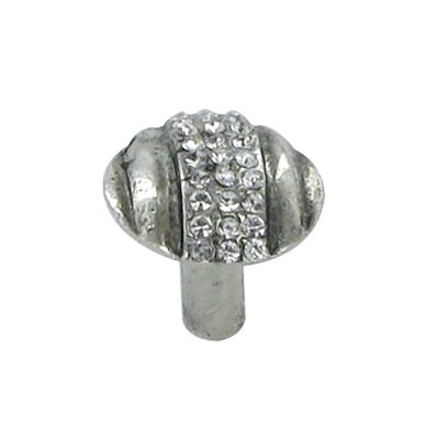 Small Round Rhinestone Knob in Antique Bright Silver