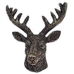 Elk Head Knob in Antique Matte Brass
