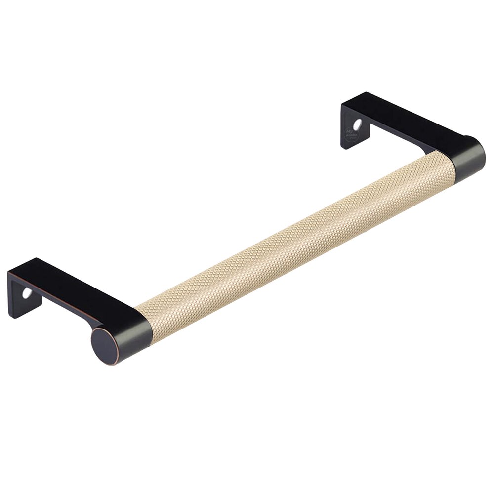 6-1/4" Centers Round Edge Stem in Oil Rubbed Bronze And Knurled Bar in Satin Brass