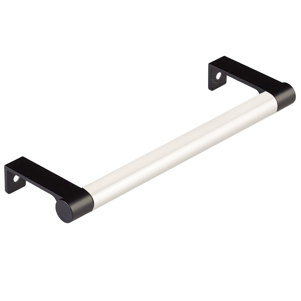 6-1/4" Centers Round Edge Stem in Flat Black And Smooth Bar in Satin Nickel