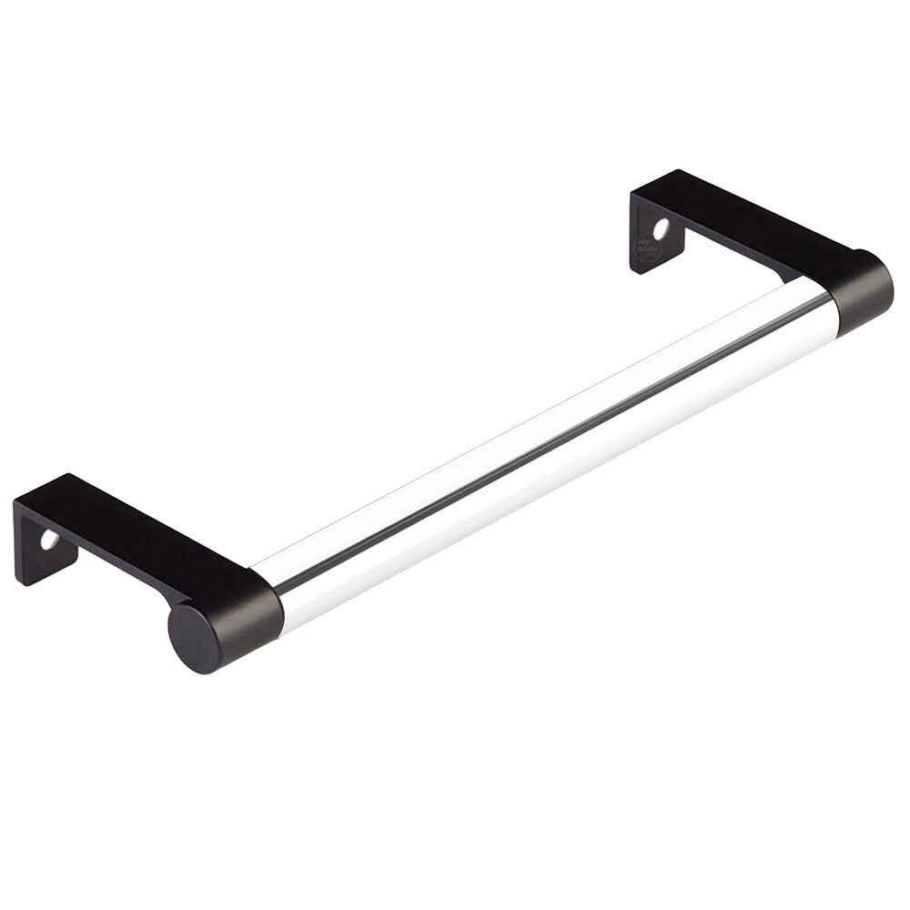 6-1/4" Centers Round Edge Stem in Flat Black And Smooth Bar in Polished Chrome