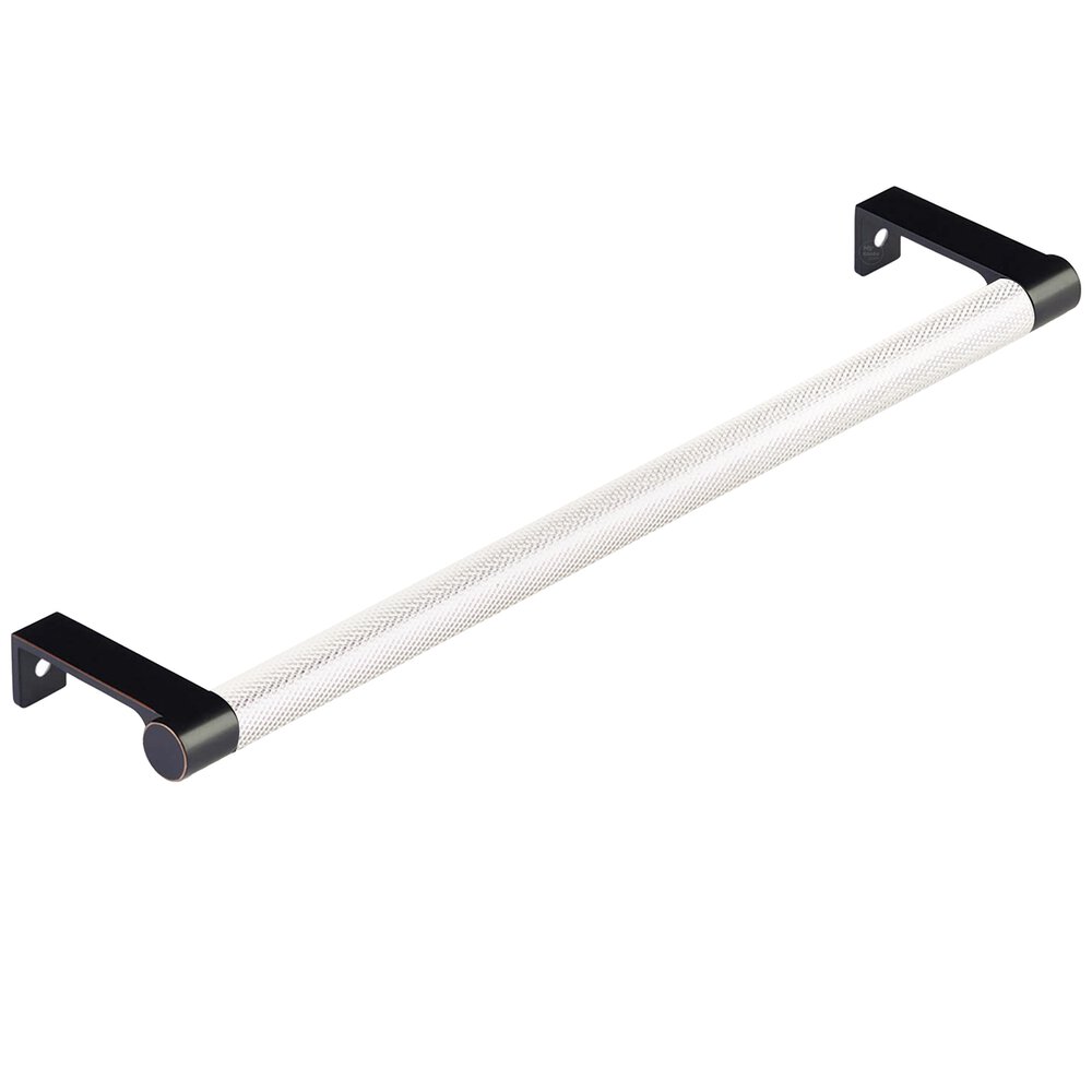 10-1/4" Centers Round Edge Stem in Oil Rubbed Bronze And Knurled Bar in Polished Nickel