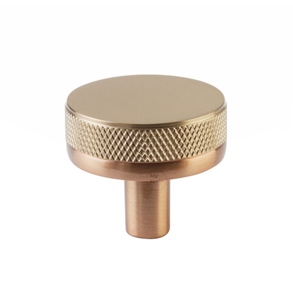 1 1/4" Conical Stem in Satin Copper And Knurled Knob in Satin Brass