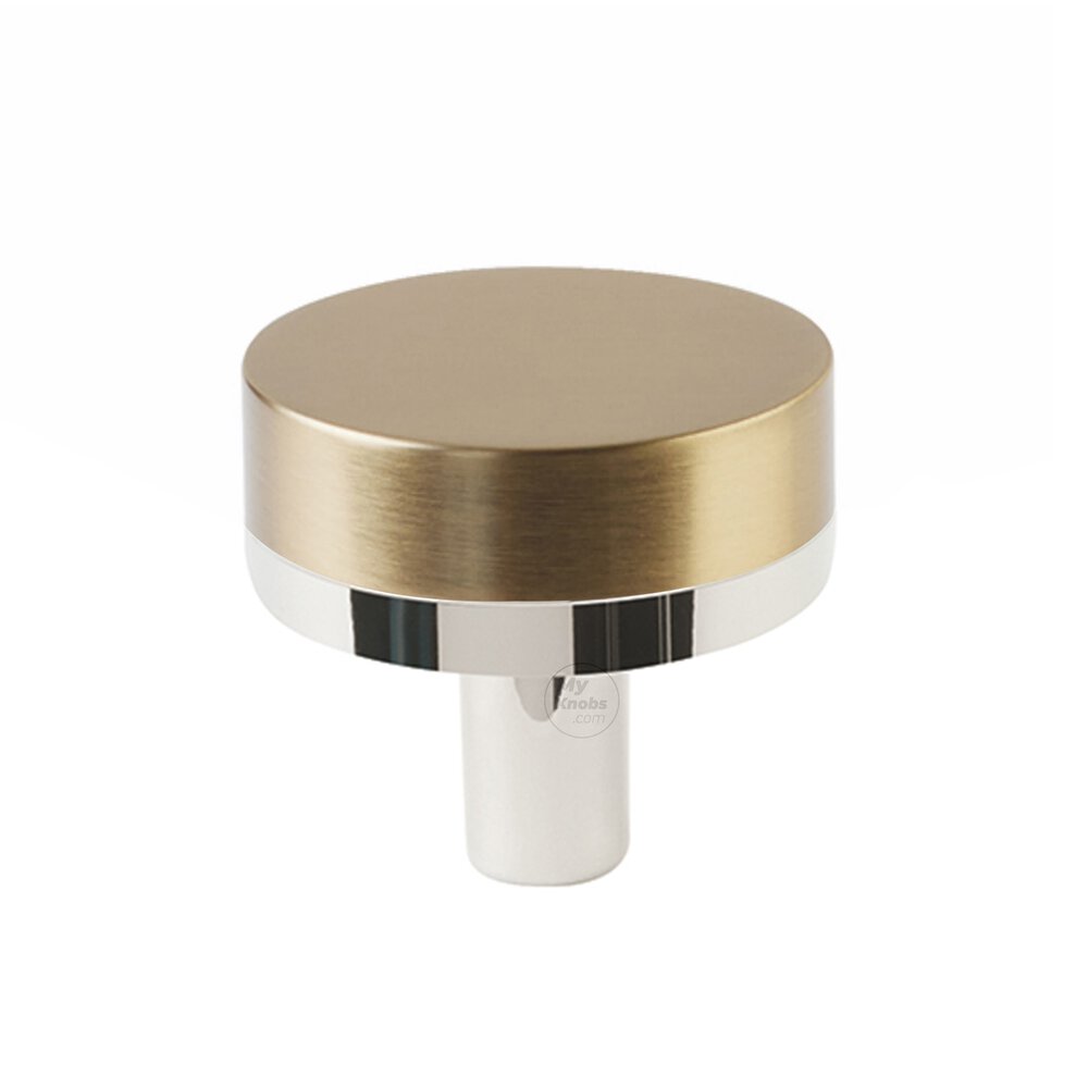 1 1/4" Conical Stem in Polished Nickel And Smooth Knob in Satin Brass