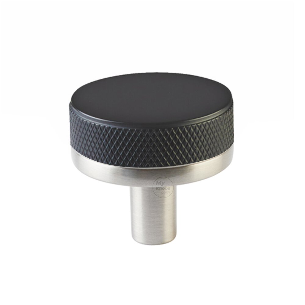 1 1/4" Conical Stem in Satin Nickel And Knurled Knob in Flat Black