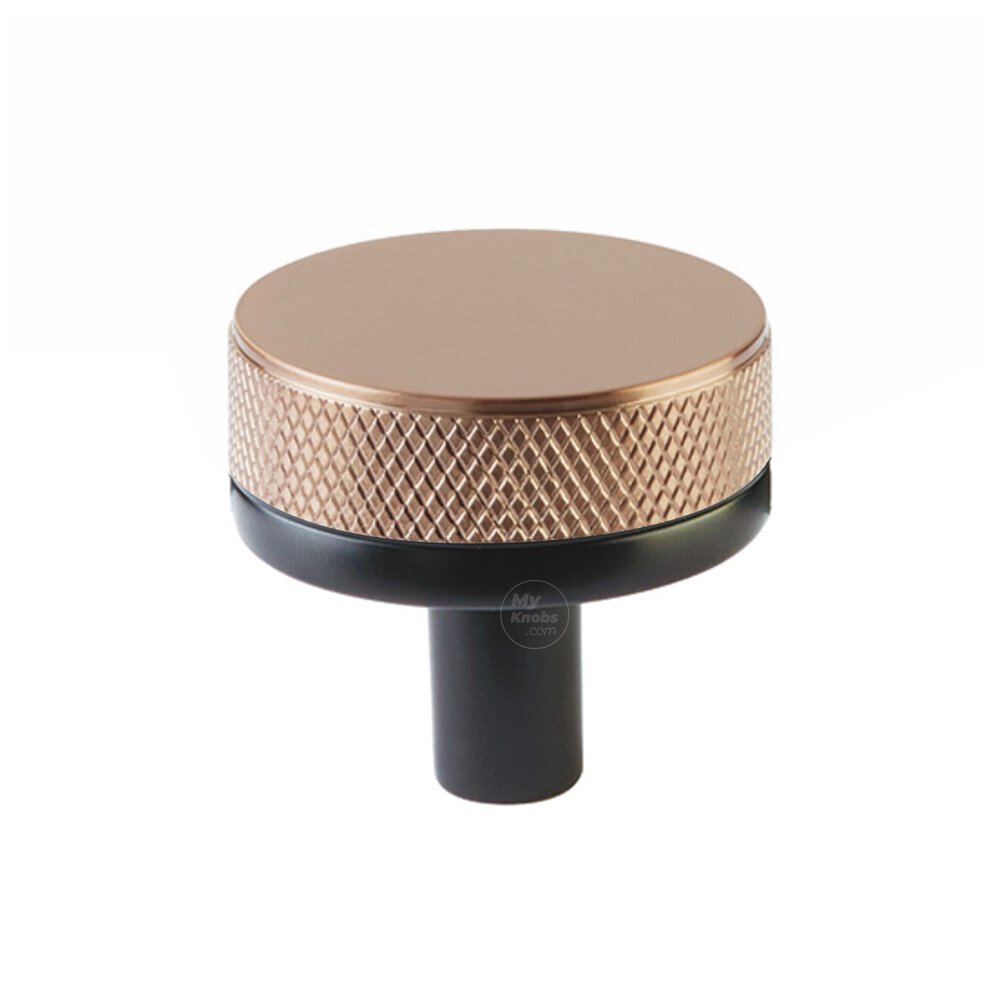 1 1/4" Conical Stem in Flat Black And Knurled Knob in Satin Copper