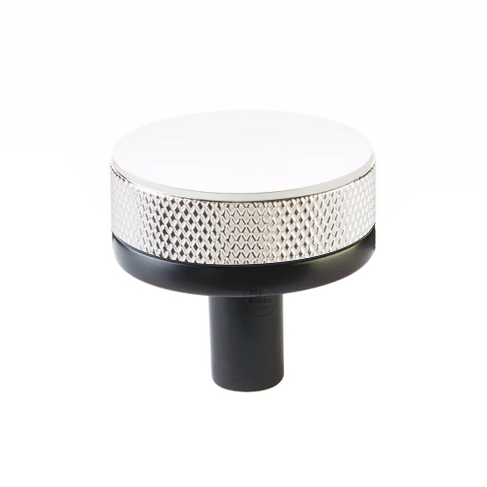 1 1/4" Conical Stem in Flat Black And Knurled Knob in Polished Chrome