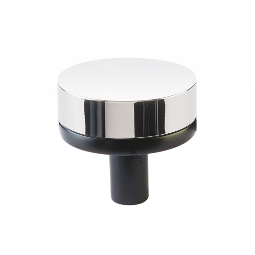 1 1/4" Conical Stem in Flat Black And Smooth Knob in Polished Chrome