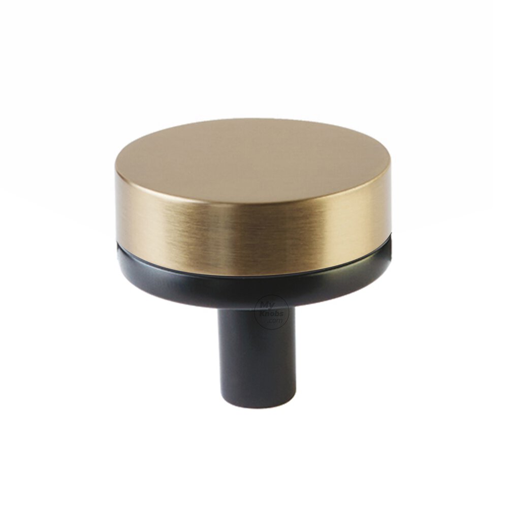 1 1/4" Conical Stem in Flat Black And Smooth Knob in Satin Brass