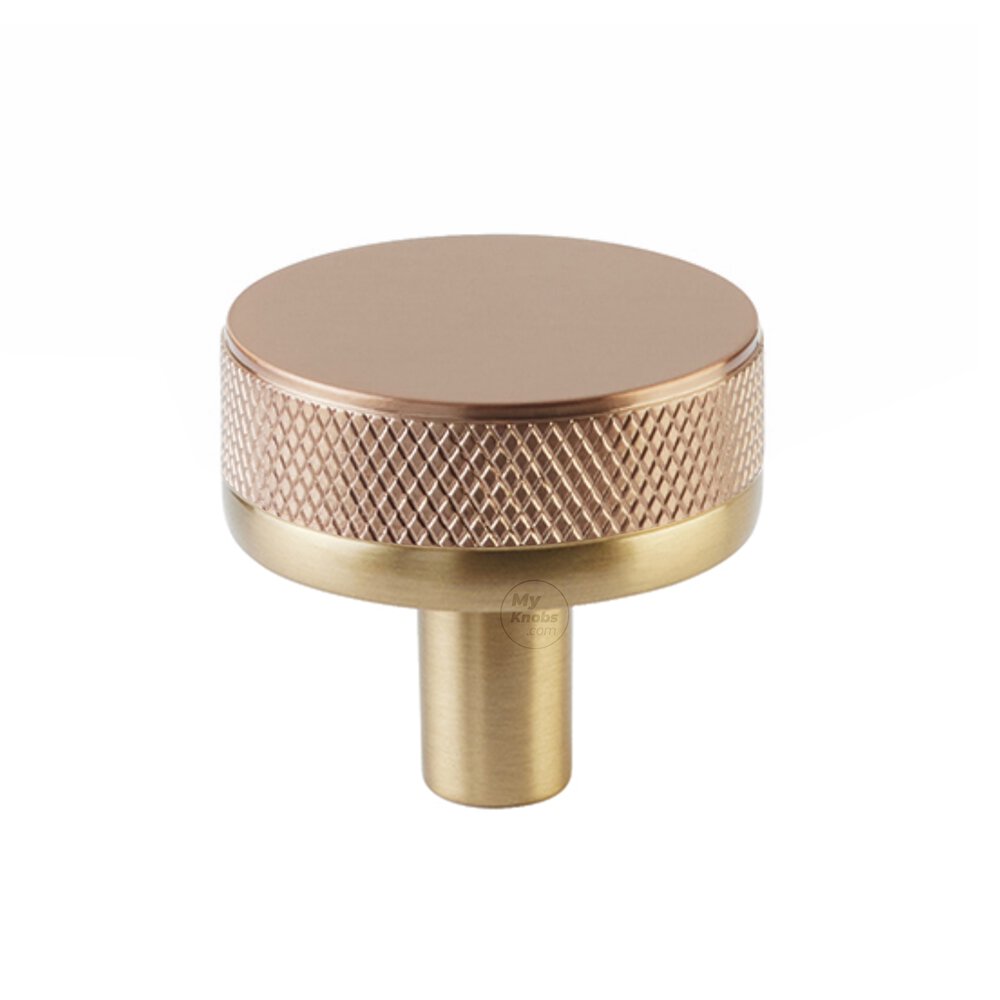 1 1/4" Conical Stem in Satin Brass And Knurled Knob in Satin Copper