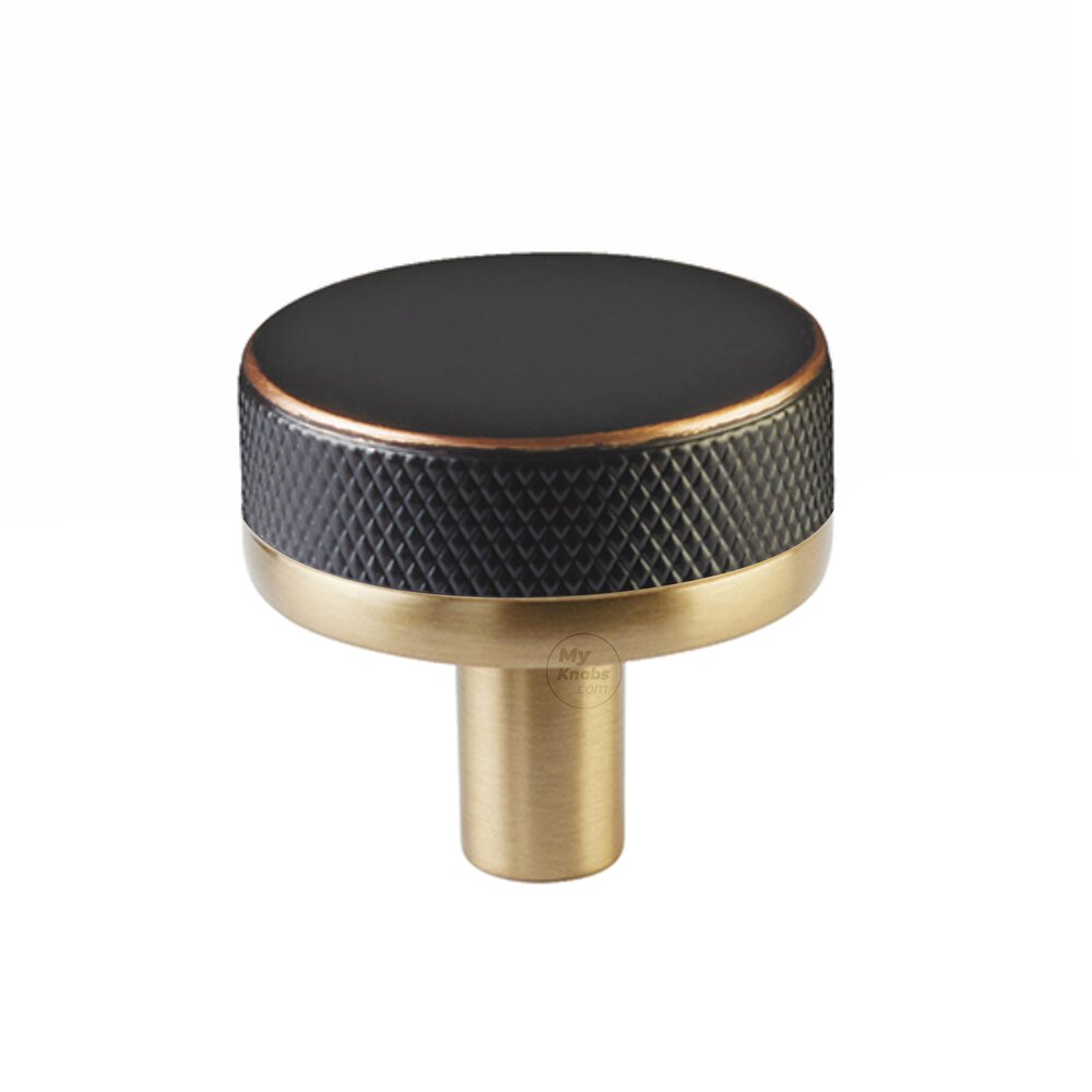 1 1/4" Conical Stem in Satin Brass And Knurled Knob in Oil Rubbed Bronze