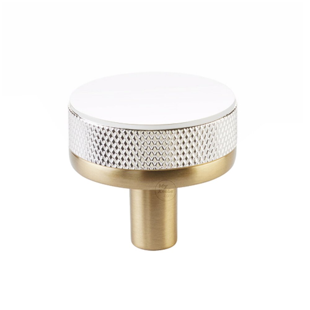 1 1/4" Conical Stem in Satin Brass And Knurled Knob in Polished Chrome
