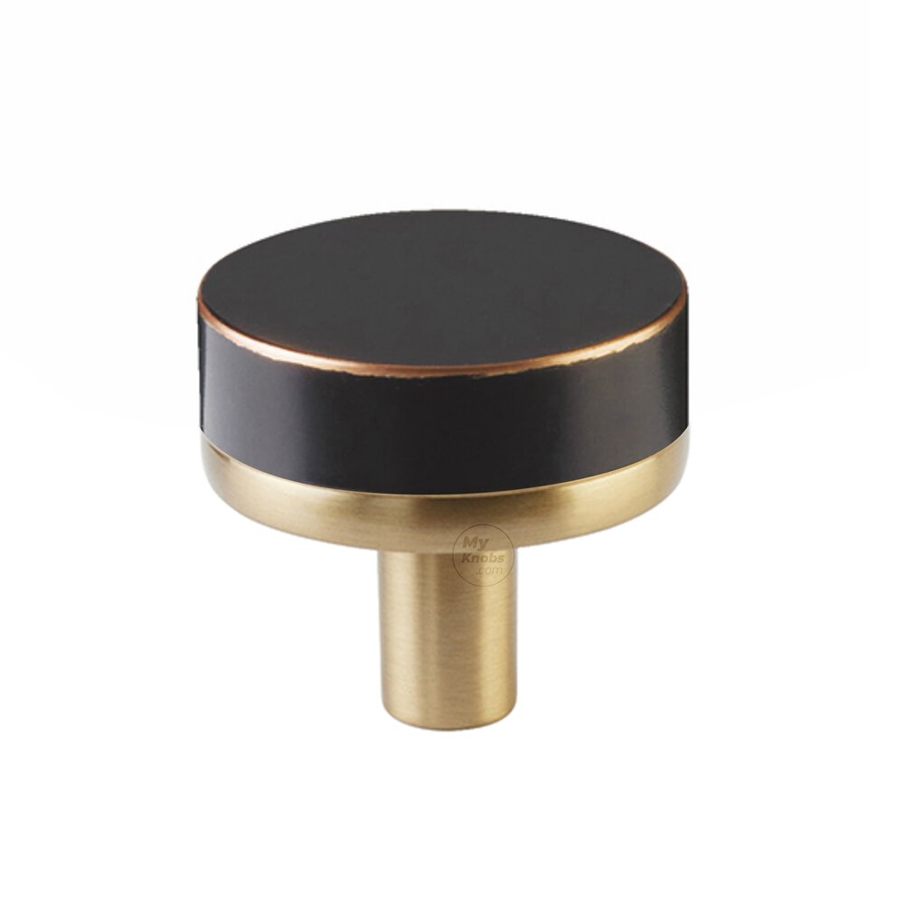 1 1/4" Conical Stem in Satin Brass And Smooth Knob in Oil Rubbed Bronze