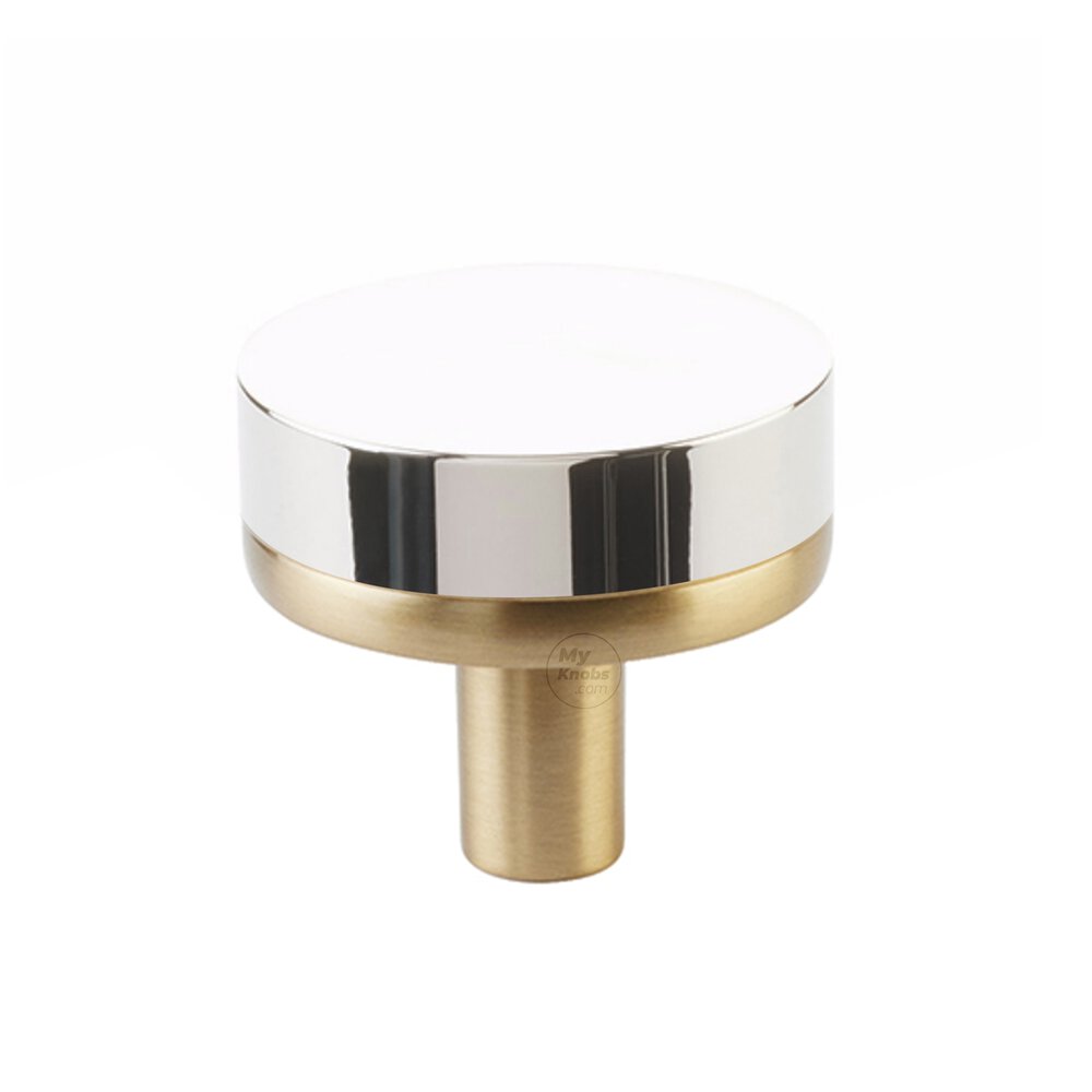 1 1/4" Conical Stem in Satin Brass And Smooth Knob in Polished Nickel