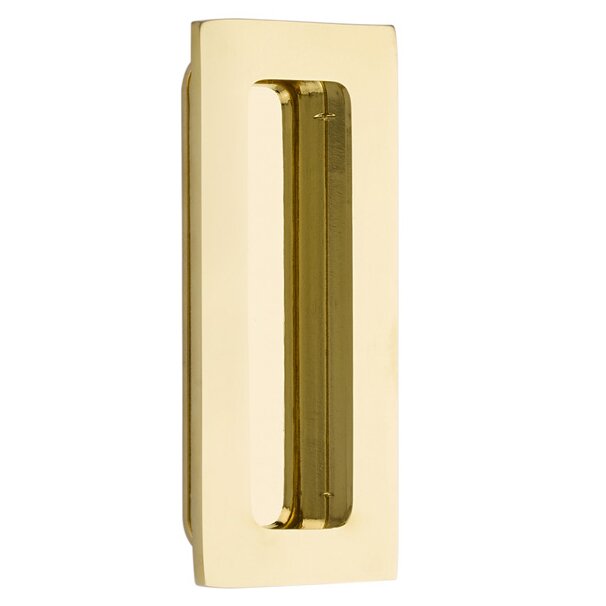 4" Modern Rectangular Flush Pull in Polished Brass