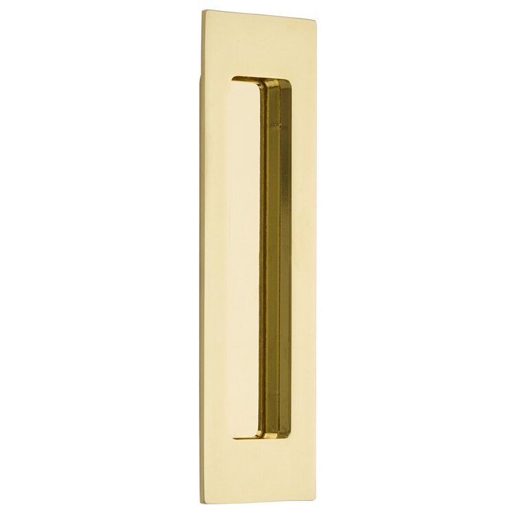 7" Modern Rectangular Flush Pull in Polished Brass
