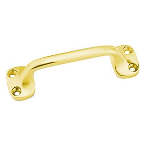 3 1/2" Centers Front Mounted Pull in Polished Brass