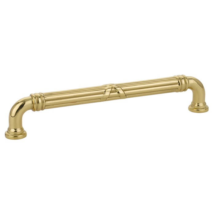 6" Centers Ribbon & Reed Estate Pull in Unlacquered Brass