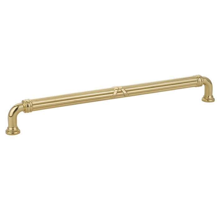 10" Centers Ribbon & Reed Estate Pull in Unlacquered Brass