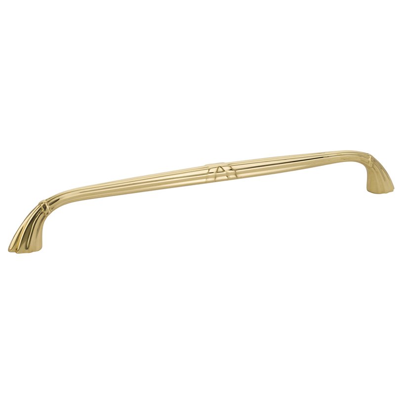 10" Centers Ribbon & Reed Regal Pull in Unlacquered Brass