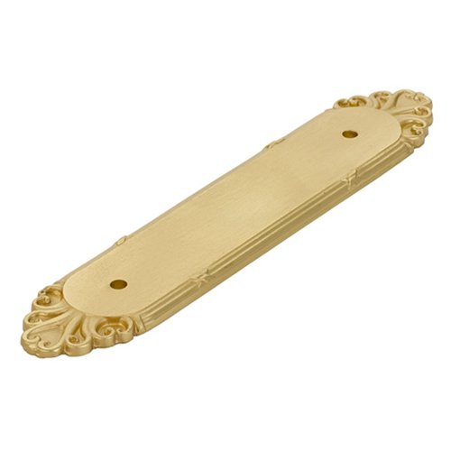4" Centers Ribbon & Reed Backplate for Pull in Polished Brass