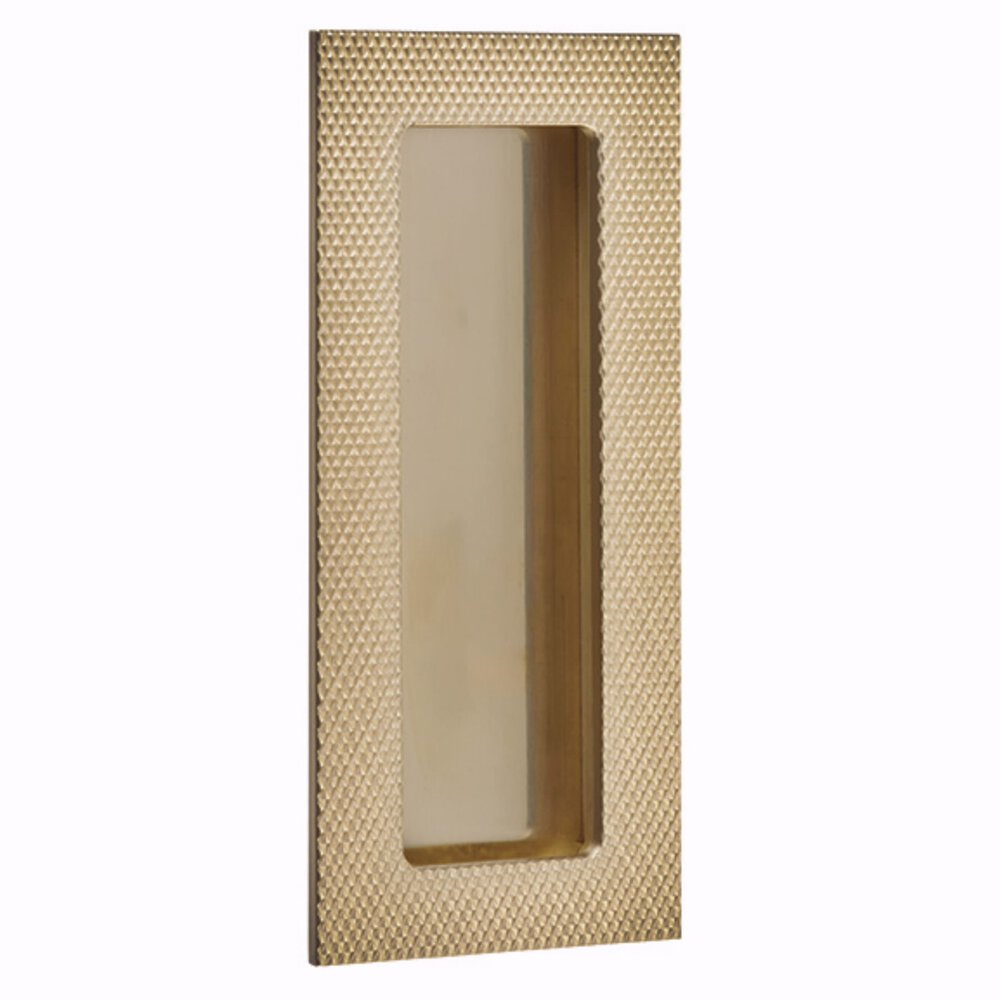 4" Modern Rectangular Knurled with Plain Pocket Flush Pull in French Antique Brass