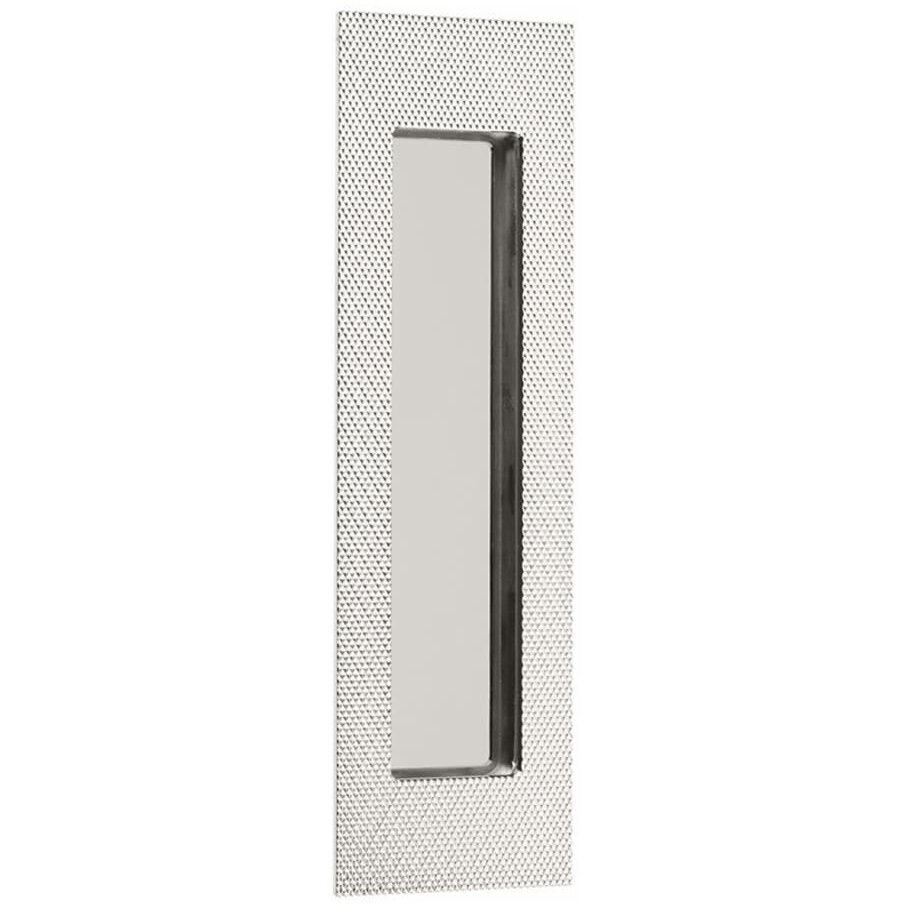 7" Modern Rectangular Knurled with Plain Pocket Flush Pull in Polished Nickel
