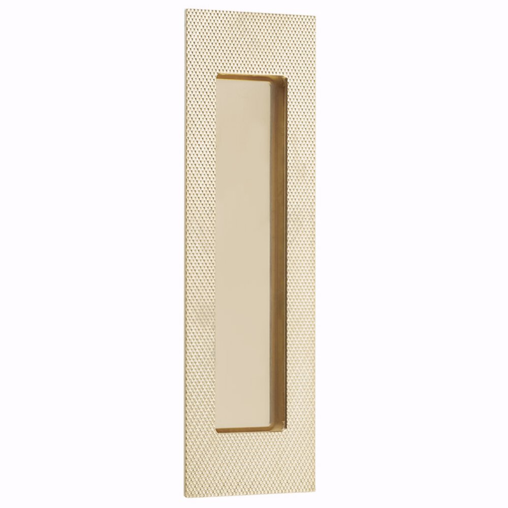 7" Modern Rectangular Knurled with Plain Pocket Flush Pull in Polished Brass