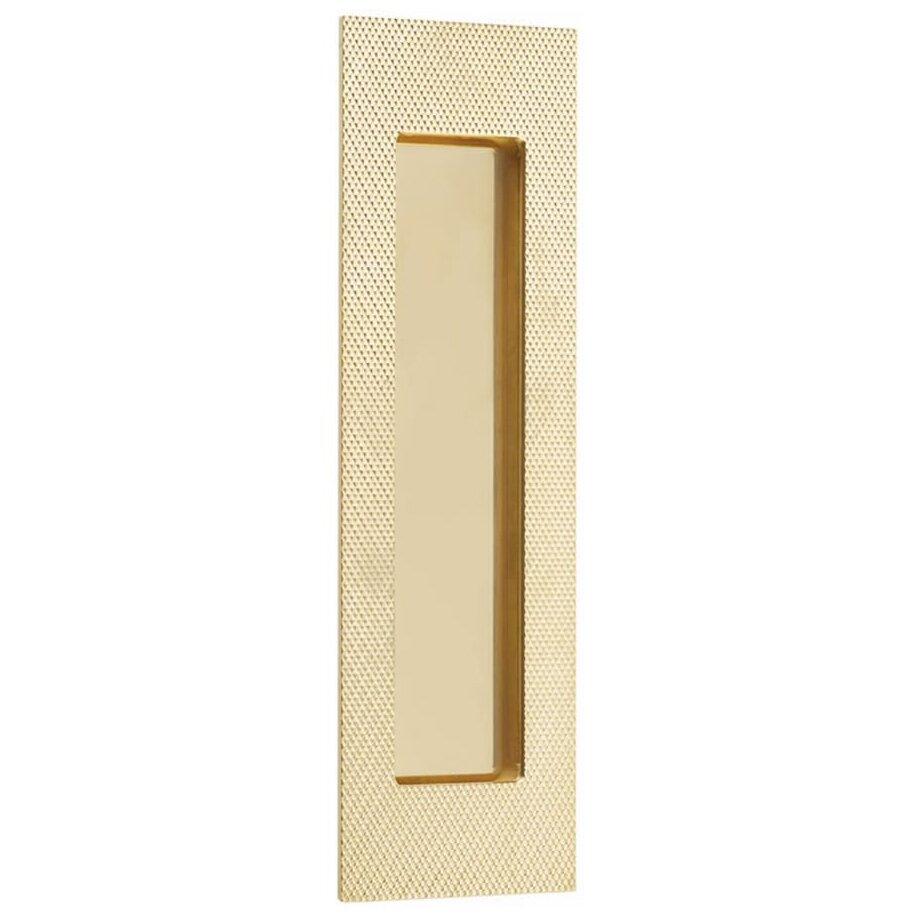 7" Modern Rectangular Knurled with Plain Pocket Flush Pull in Unlacquered Brass