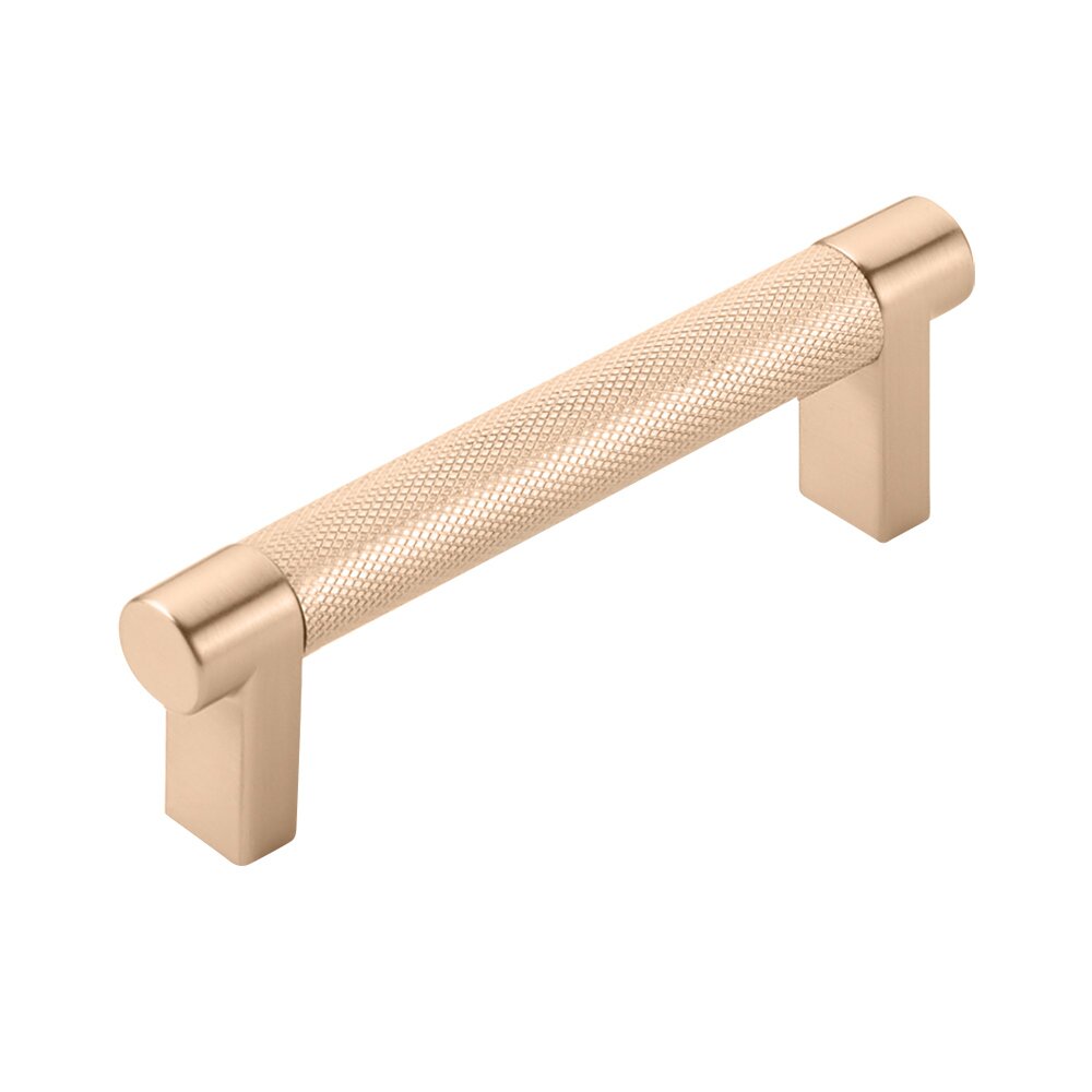 3-1/2" Centers Rectangular Stem in Satin Copper And Knurled Bar in Satin Copper