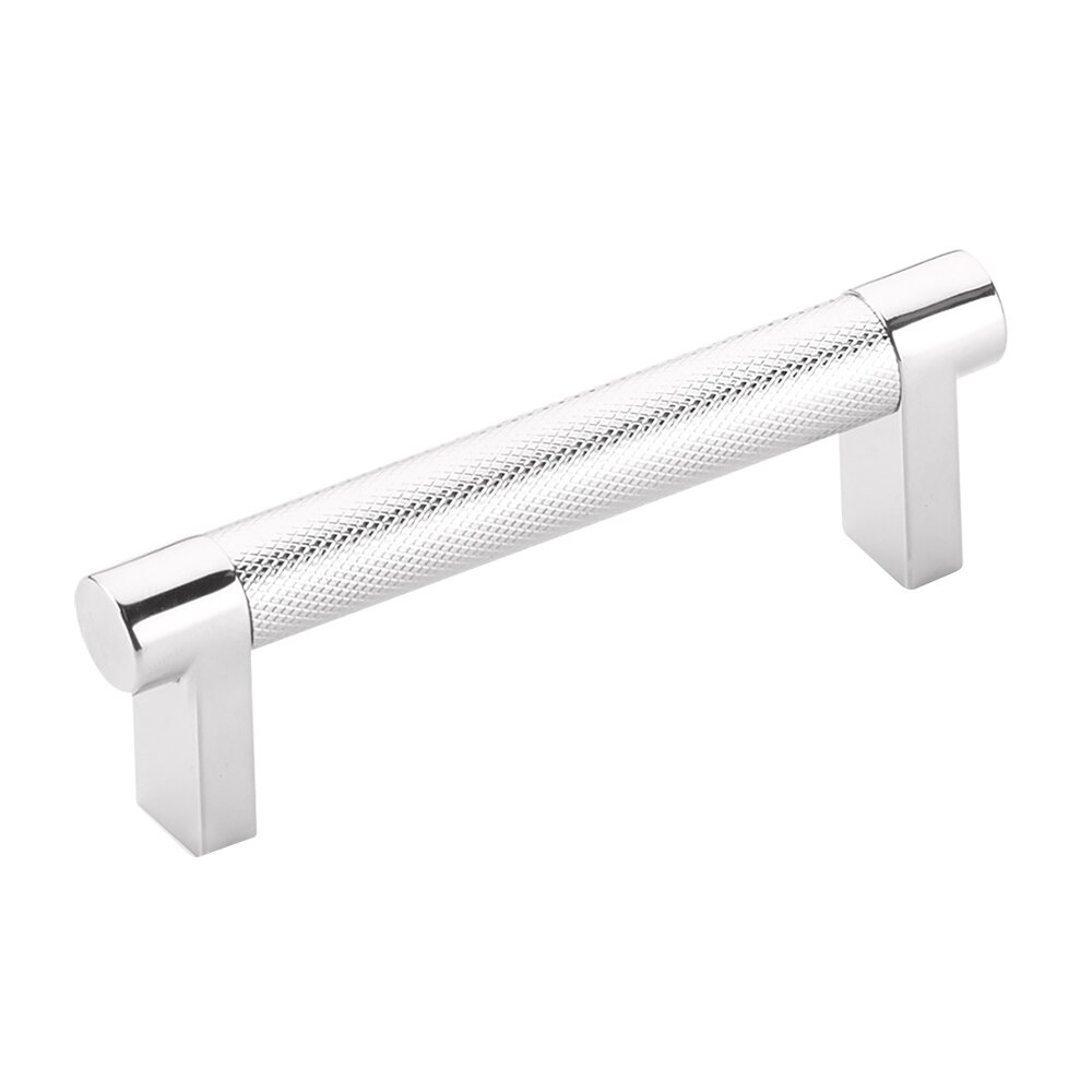 3-1/2" Centers Rectangular Stem in Polished Chrome And Knurled Bar in Polished Chrome
