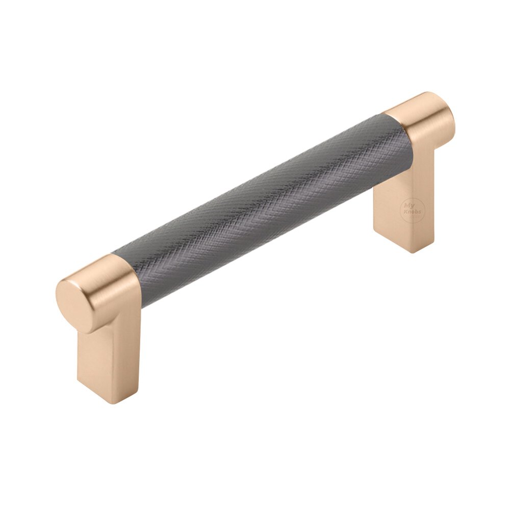 3-1/2" Centers Rectangular Stem in Satin Copper And Knurled Bar in Oil Rubbed Bronze