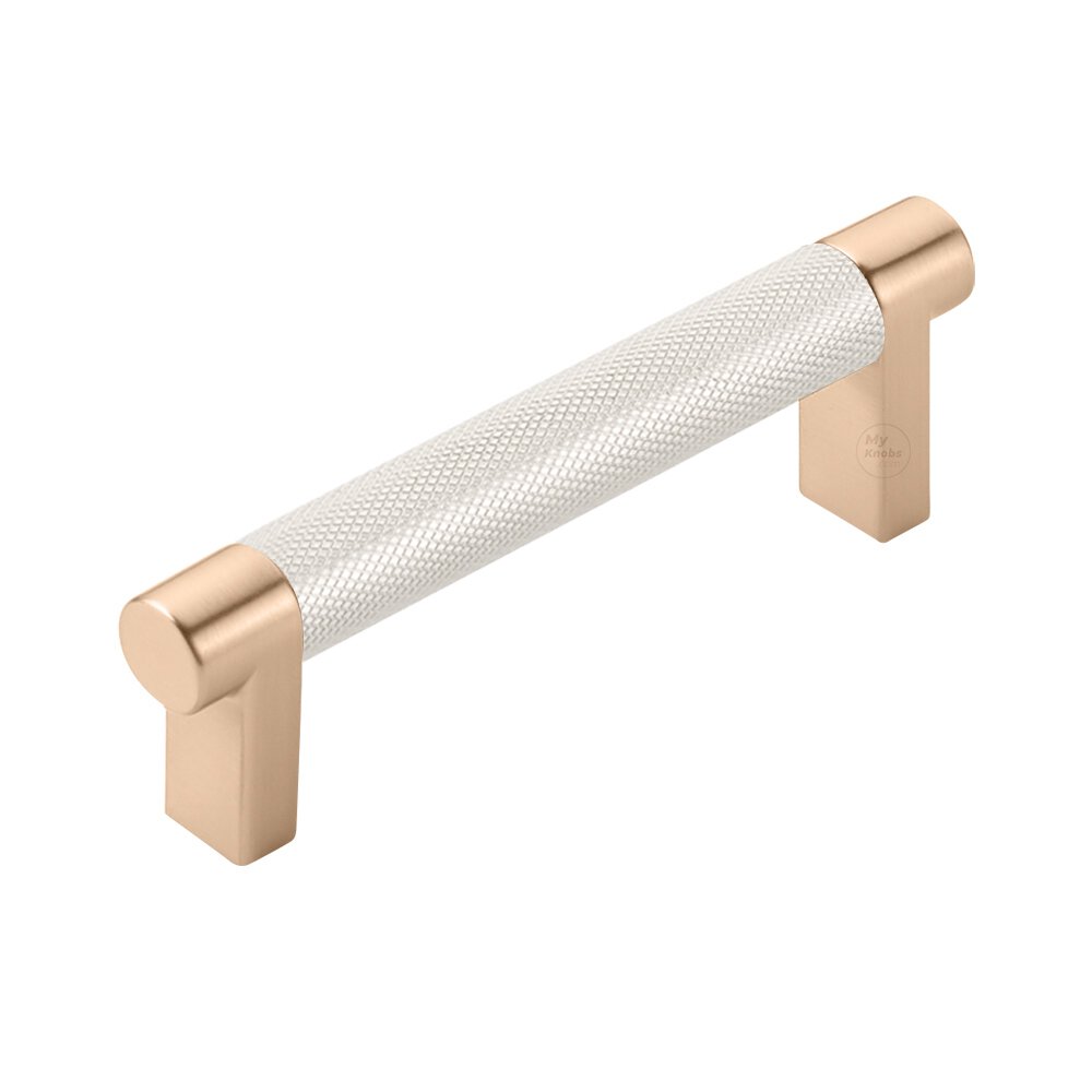 3-1/2" Centers Rectangular Stem in Satin Copper And Knurled Bar in Satin Nickel
