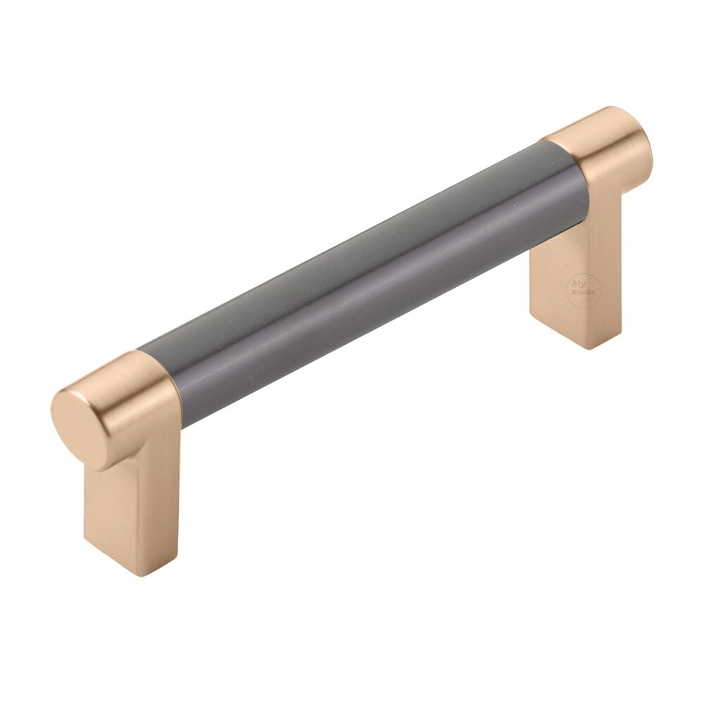 3-1/2" Centers Rectangular Stem in Satin Copper And Smooth Bar in Oil Rubbed Bronze