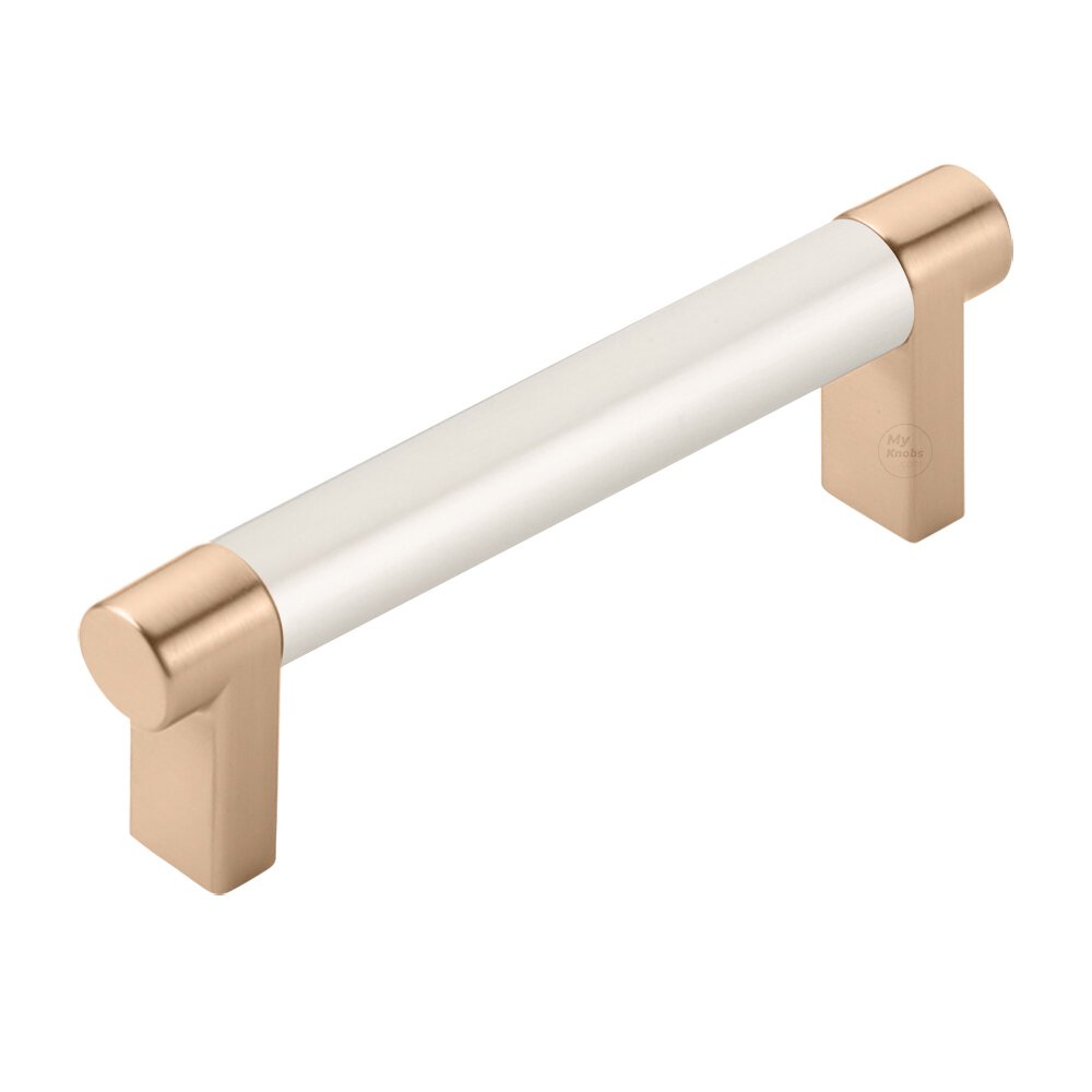 3-1/2" Centers Rectangular Stem in Satin Copper And Smooth Bar in Satin Nickel