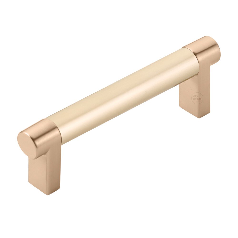 3-1/2" Centers Rectangular Stem in Satin Copper And Smooth Bar in Satin Brass