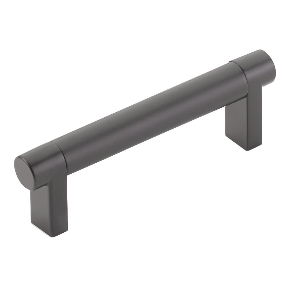 3-1/2" Centers Rectangular Stem in Flat Black And Smooth Bar in Flat Black