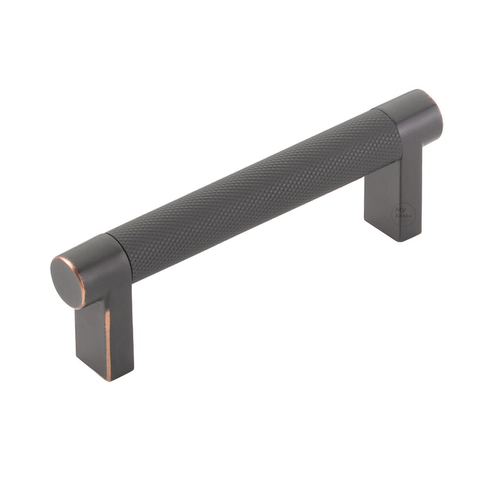 3-1/2" Centers Rectangular Stem in Oil Rubbed Bronze And Knurled Bar in Flat Black