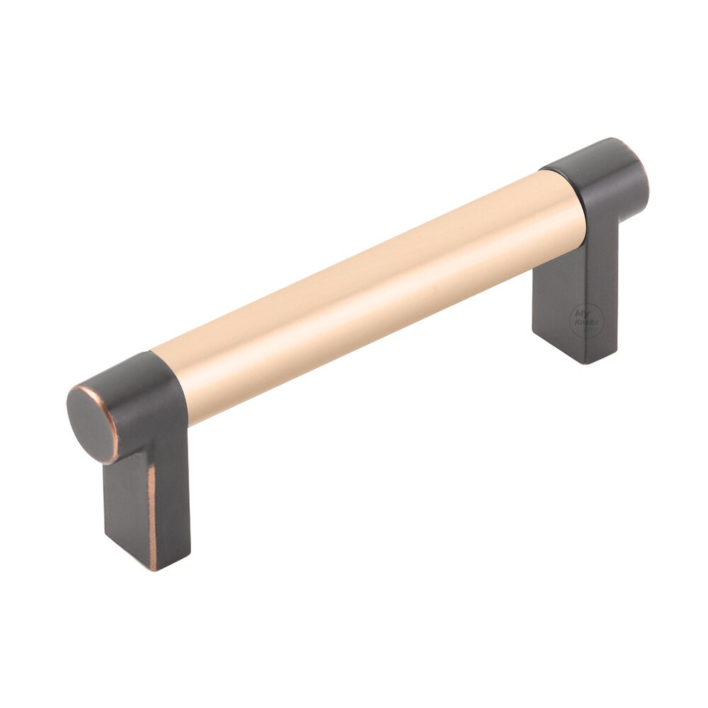 3-1/2" Centers Rectangular Stem in Oil Rubbed Bronze And Smooth Bar in Satin Copper