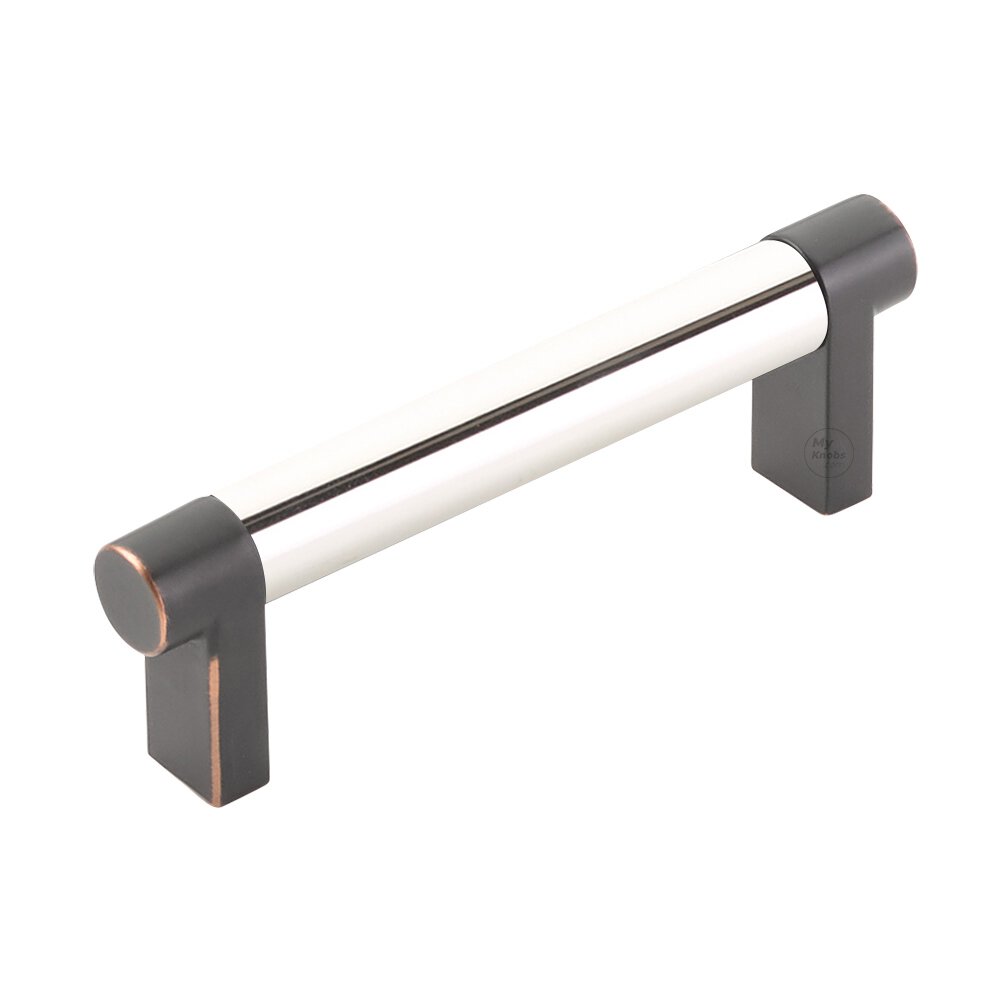 3-1/2" Centers Rectangular Stem in Oil Rubbed Bronze And Smooth Bar in Polished Nickel