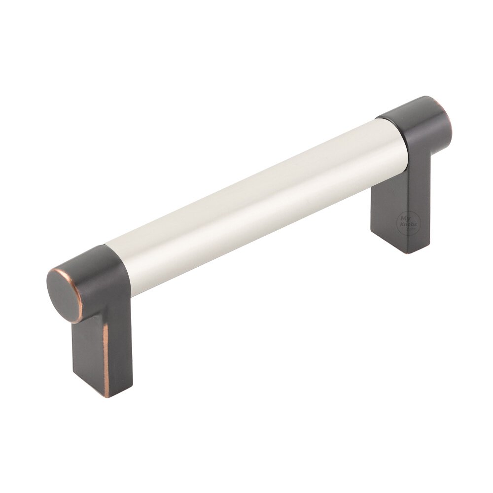 3-1/2" Centers Rectangular Stem in Oil Rubbed Bronze And Smooth Bar in Satin Nickel